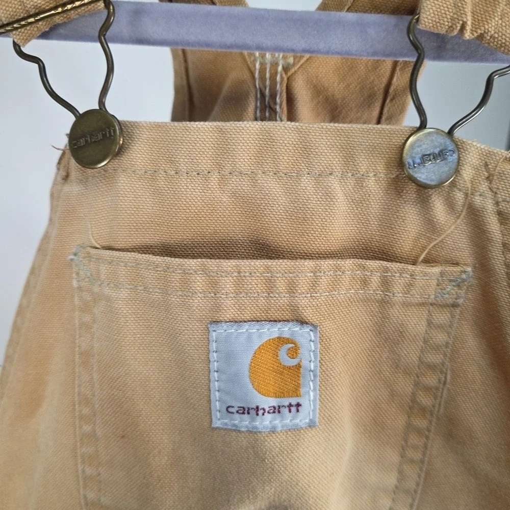Carhartt Vintage Bibs Kids Double Knee  Please See Measurements‎ Tan Duck Canvas
